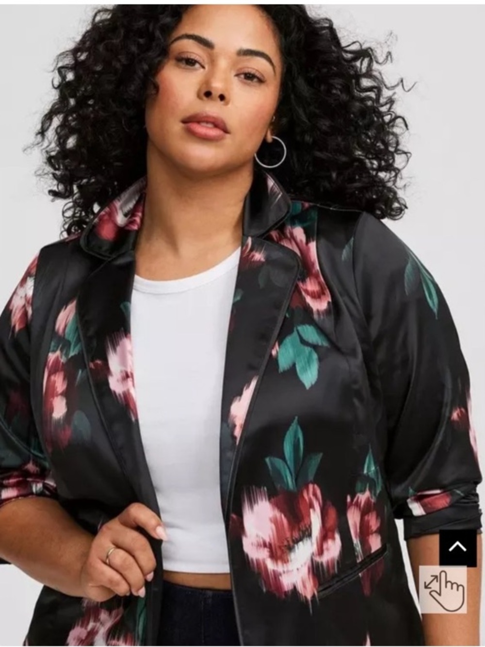 Torrid Satin Floral Print Blazer
